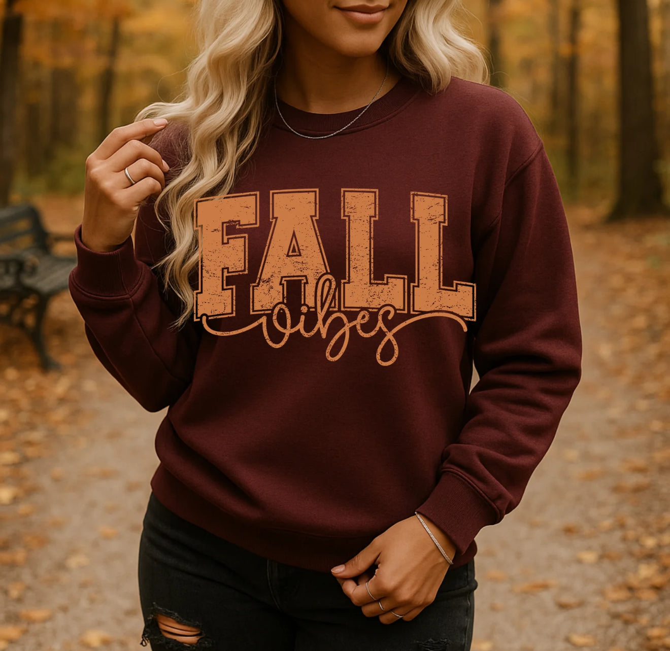 Fall Vibes Sweatshirt – Cozy Autumn Pullover, Pumpkin Spice Crewneck for Women