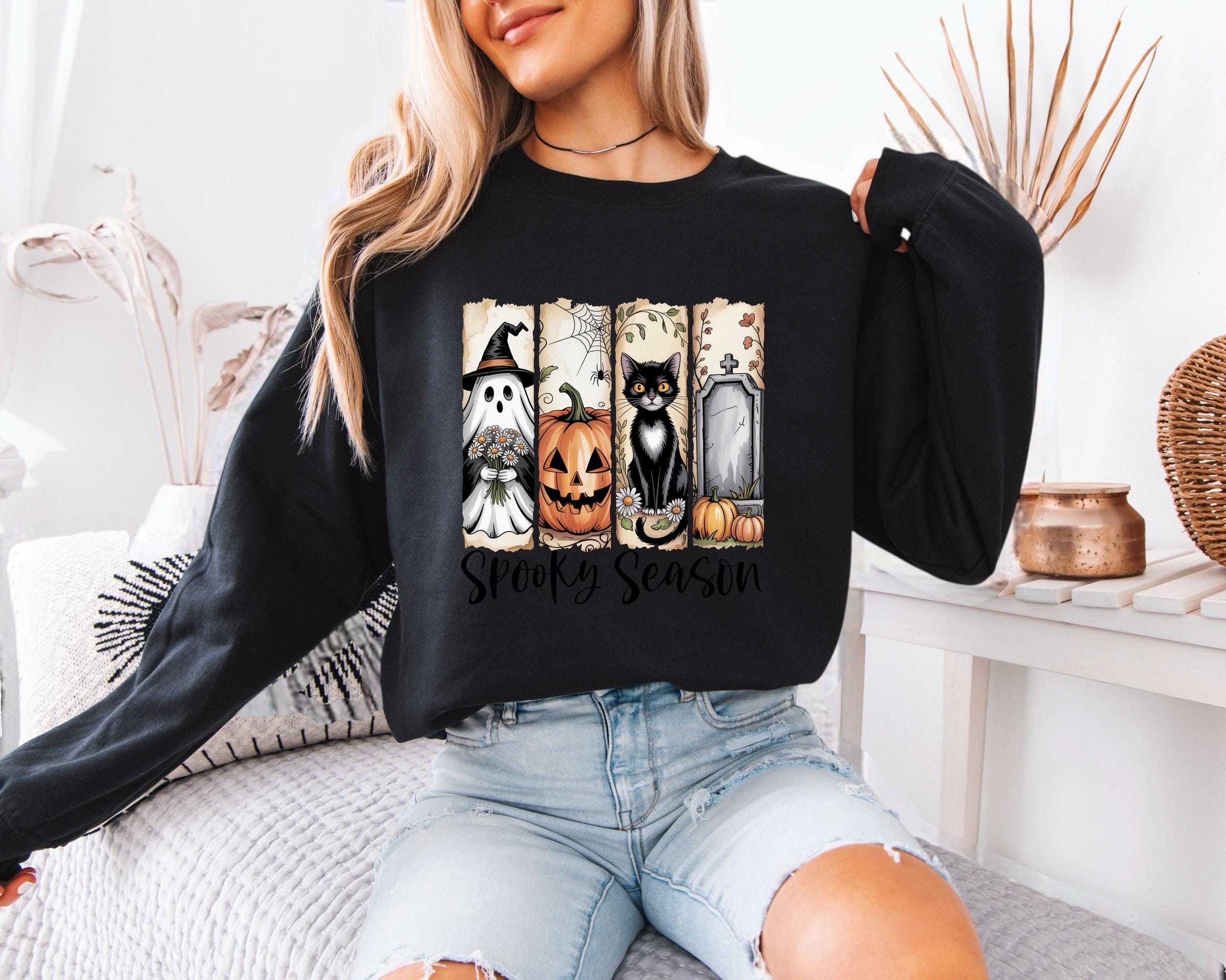 Halloween Sweatshirt, Spooky Season, Halloween, Cozy, Soft, Cotton Gilden Sweatshirt