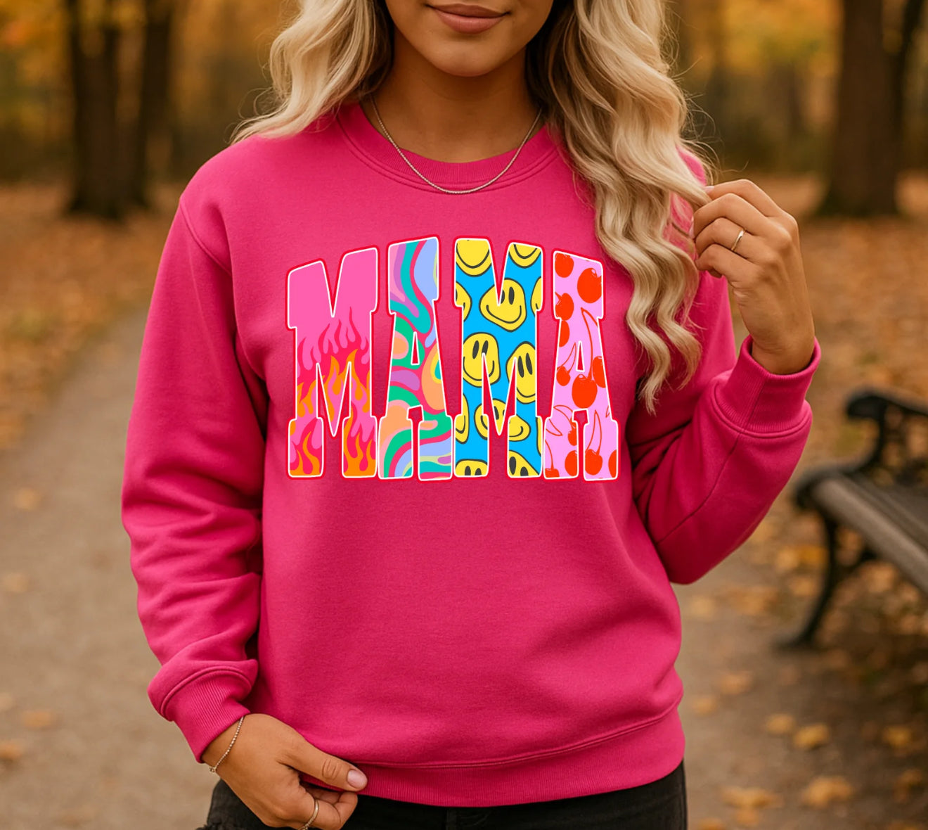Retro Mama Sweatshirt – Colorful Graphic Pullover, Cozy Mom Life Crewneck