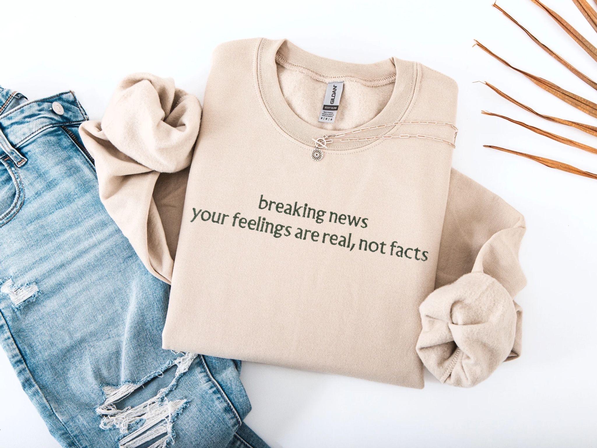 Funny Embroidery Sweatshirt, Breaking News Sweatshirt, Gildan cotton T-shirts Unisex, Oversized, Multi Color