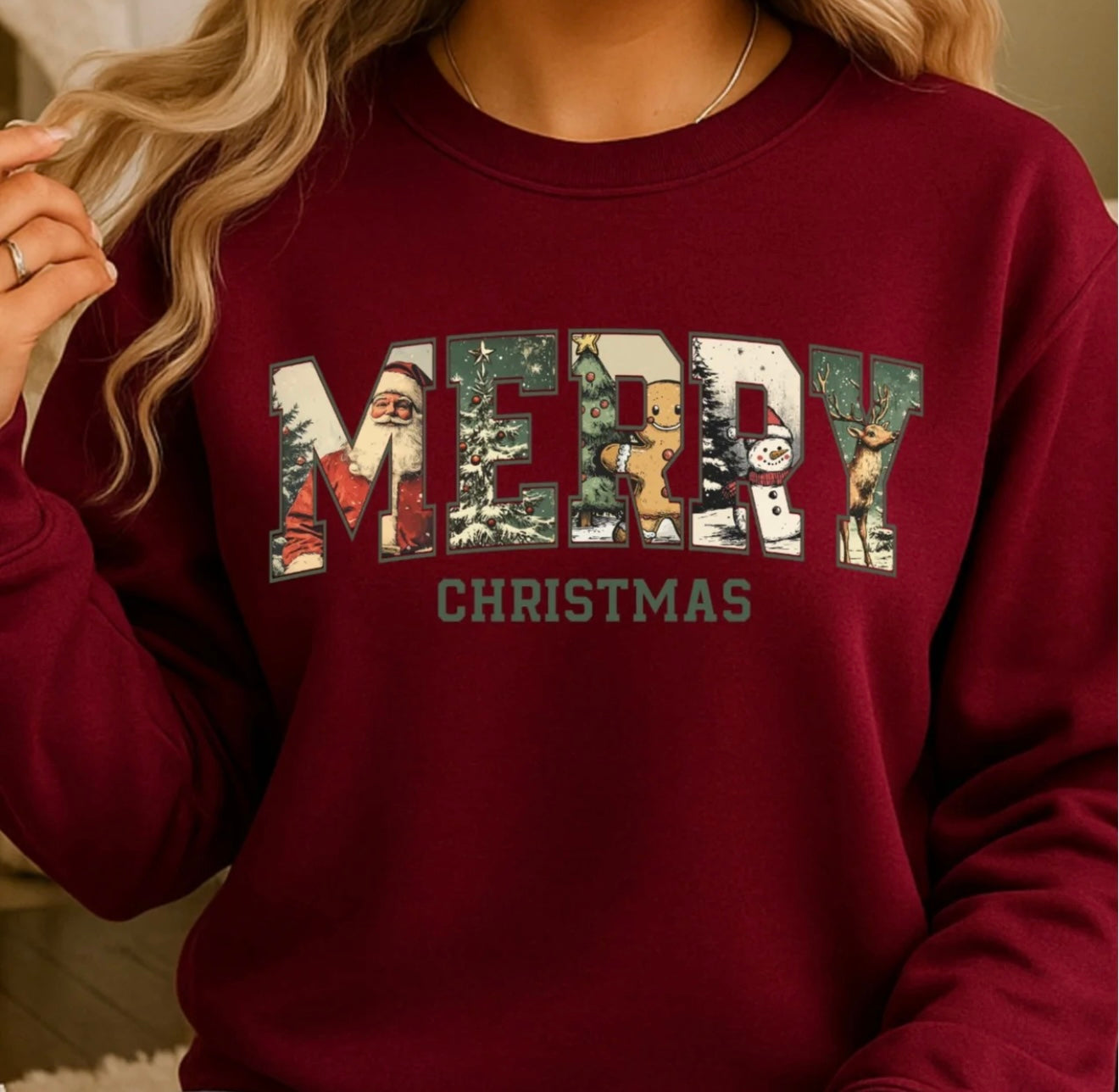 Merry Christmas Sweatshirt – Festive Holiday Pullover, Cozy Red Crewneck for Women