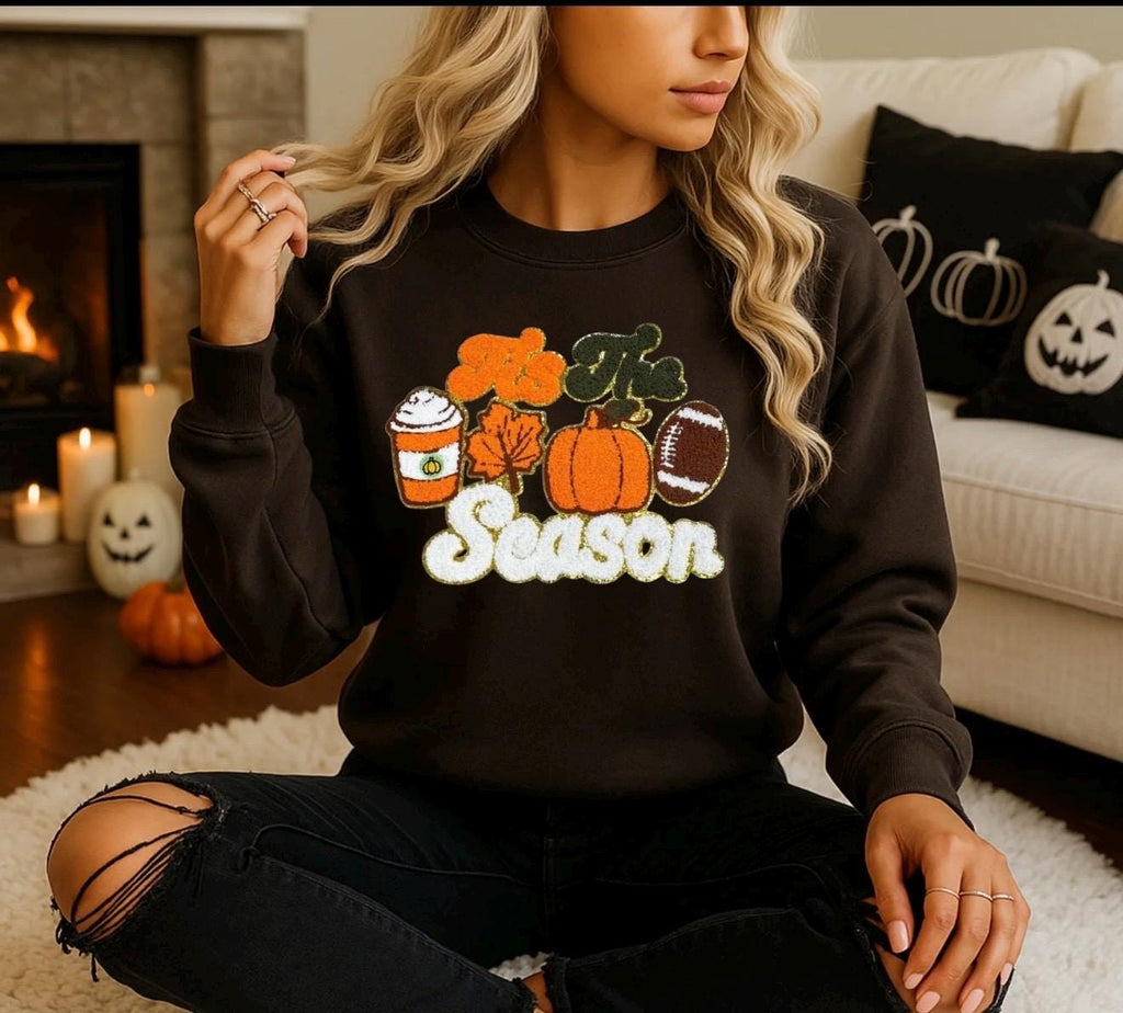 Till The Season Fall Sweatshirt | Cozy Autumn Crewneck | Pumpkin Spice Latte Football Graphic Sweater | Thanksgiving Outfit