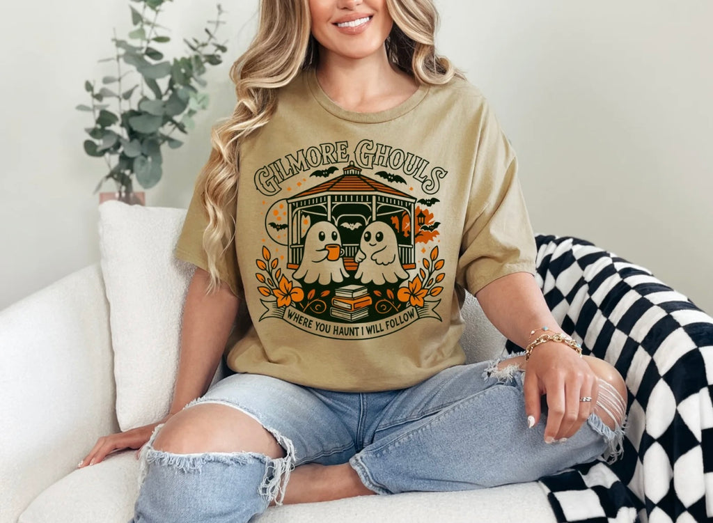 Gilmore Ghouls T-Shirt – Cute Ghost Halloween Tee, Spooky Graphic Fall Shirt for Women