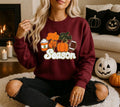 Till The Season Fall Sweatshirt | Cozy Autumn Crewneck | Pumpkin Spice Latte Football Graphic Sweater | Thanksgiving Outfit