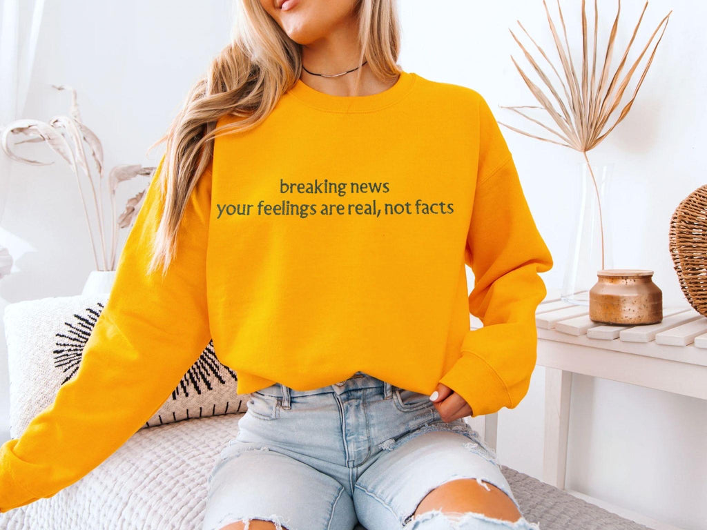Funny Embroidery Sweatshirt, Breaking News Sweatshirt, Gildan cotton T-shirts Unisex, Oversized, Multi Color