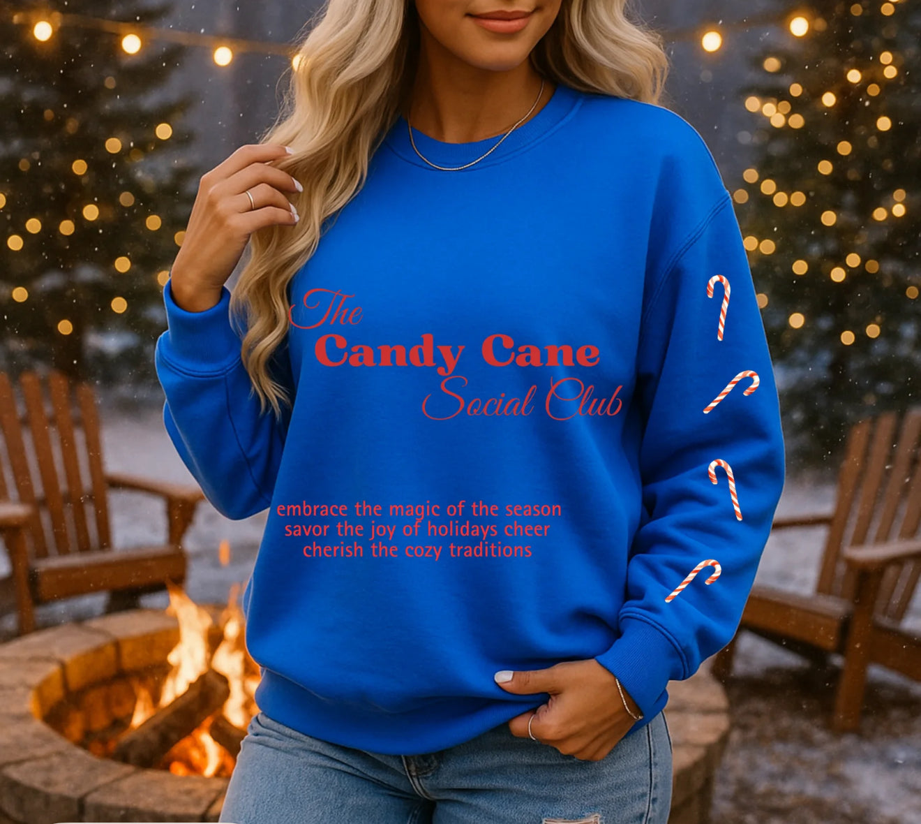 Candy Cane Social Club Sweatshirt | Cozy Christmas Crewneck | Holiday Graphic Pullover
