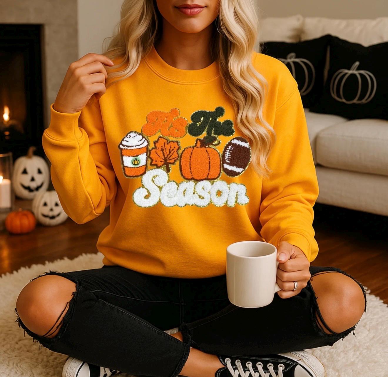 Till The Season Fall Sweatshirt | Cozy Autumn Crewneck | Pumpkin Spice Latte Football Graphic Sweater | Thanksgiving Outfit
