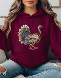 Faux Rhinestone Turkey Hoodie – Glam Thanksgiving Sweatshirt for Women | Cozy Fall Hoodie