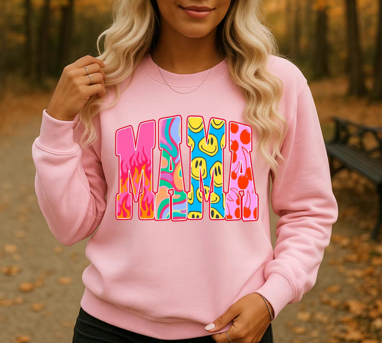 Retro Mama Sweatshirt – Colorful Graphic Pullover, Cozy Mom Life Crewneck