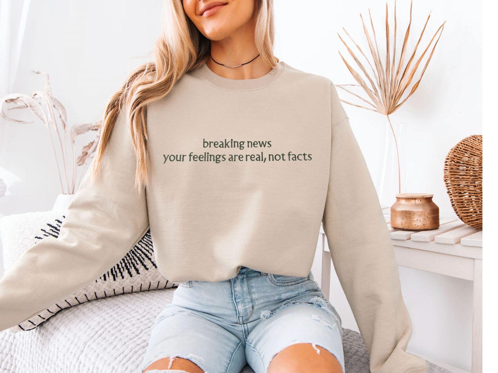 Funny Embroidery Sweatshirt, Breaking News Sweatshirt, Gildan cotton T-shirts Unisex, Oversized, Multi Color