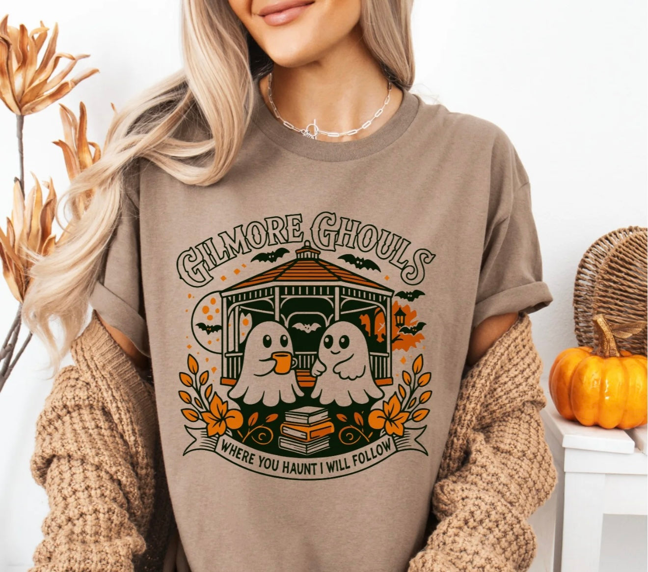 Gilmore Ghouls T-Shirt – Cute Ghost Halloween Tee, Spooky Graphic Fall Shirt for Women