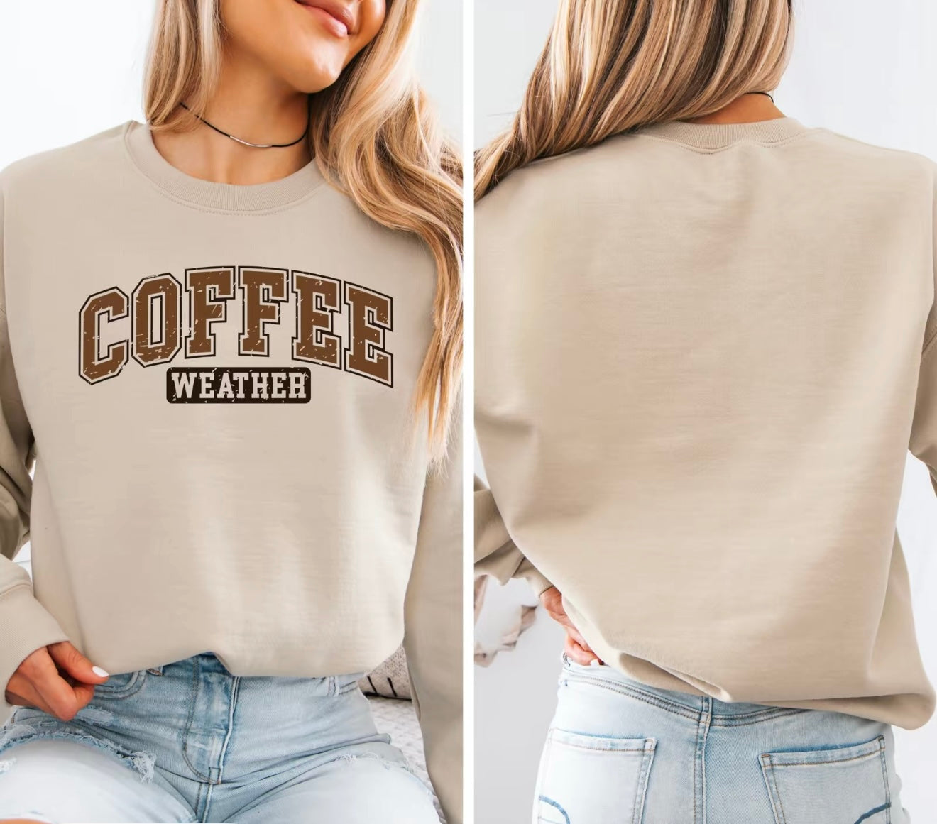 Coffee Weather Sweatshirt – Cozy Neutral Pullover, Fall & Winter Crewneck for Women