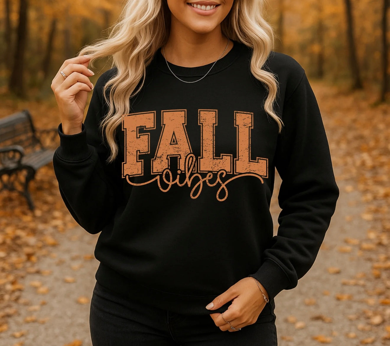 Fall Vibes Sweatshirt – Cozy Autumn Pullover, Pumpkin Spice Crewneck for Women