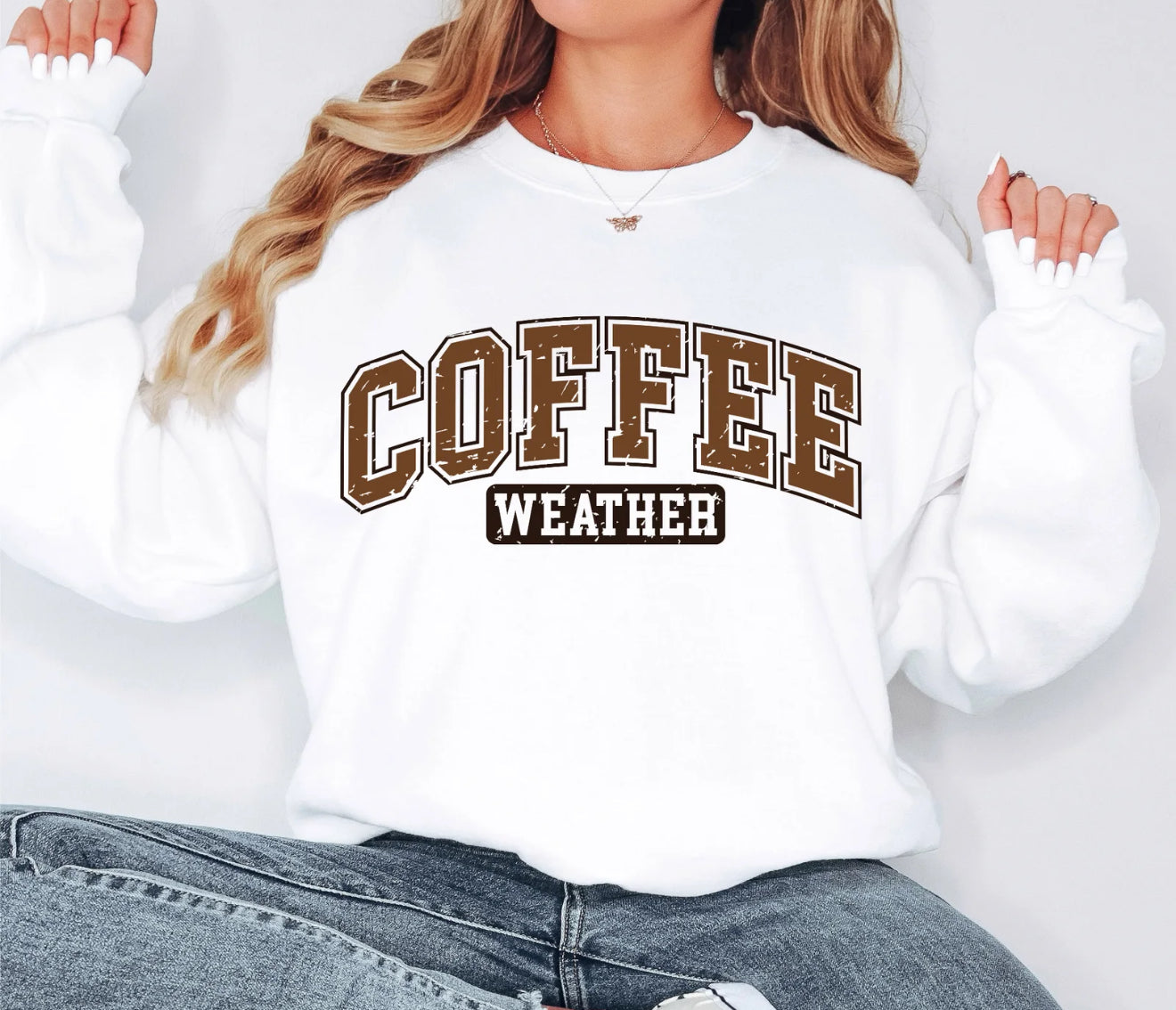 Coffee Weather Sweatshirt – Cozy Neutral Pullover, Fall & Winter Crewneck for Women