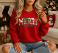 Merry Christmas Sweatshirt – Festive Holiday Pullover, Cozy Red Crewneck for Women