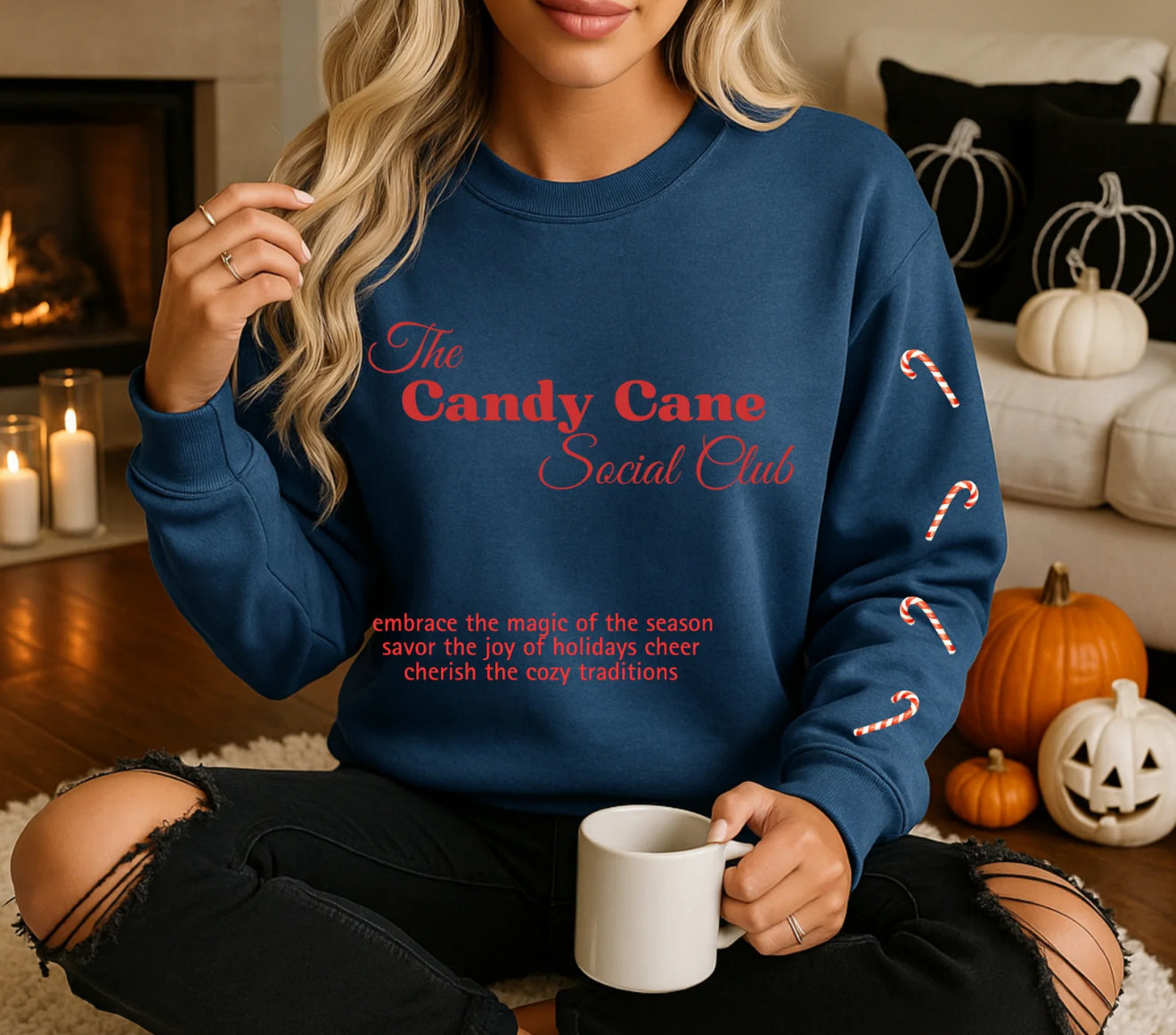 Candy Cane Social Club Sweatshirt | Cozy Christmas Crewneck | Holiday Graphic Pullover