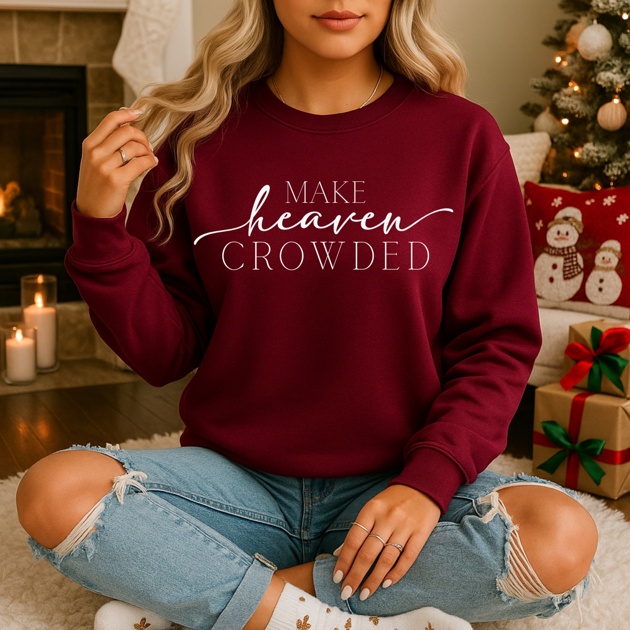 Make Heaven Crowded Sweatshirt – Faith Graphic Crewneck | Apparel for Women