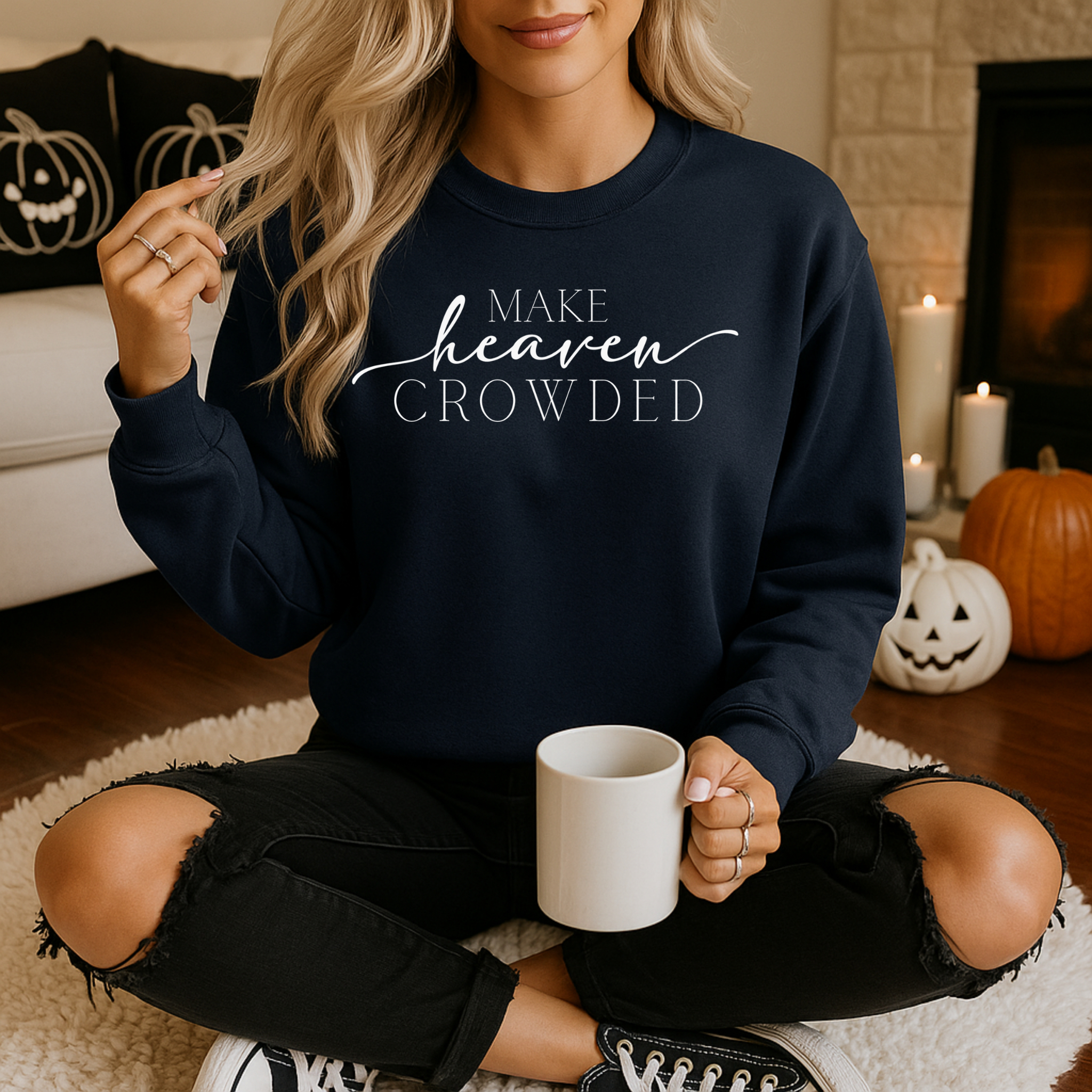 Make Heaven Crowded Sweatshirt – Faith Graphic Crewneck | Apparel for Women