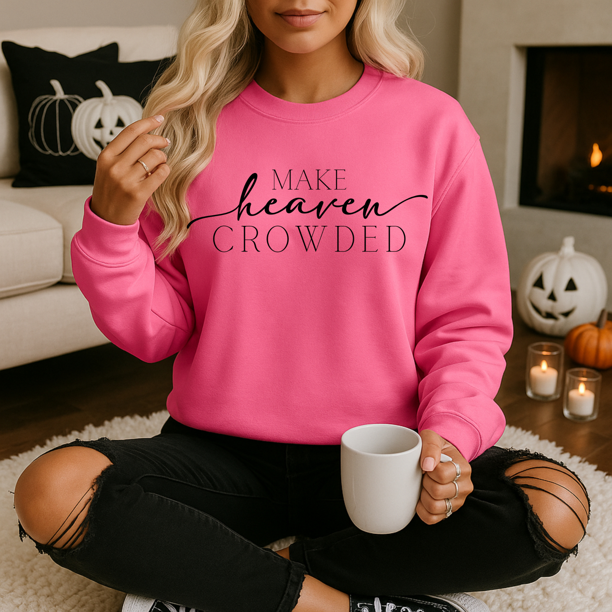 Make Heaven Crowded Sweatshirt – Faith Graphic Crewneck | Apparel for Women
