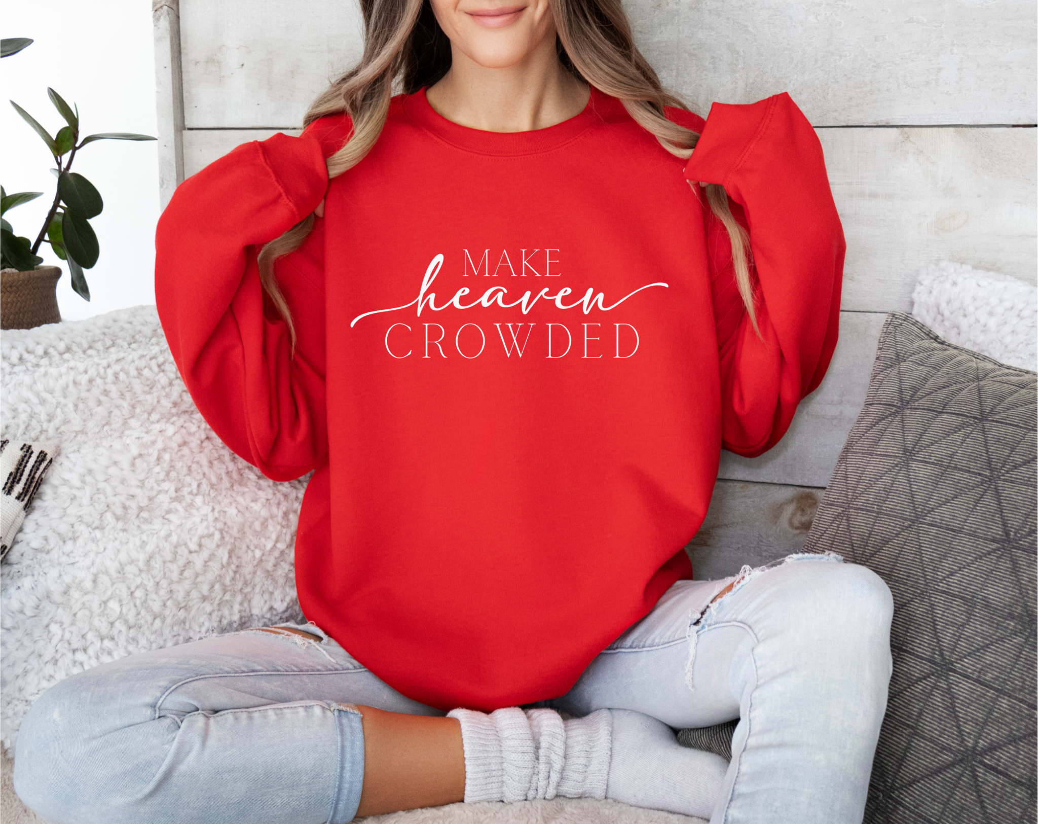 Make Heaven Crowded Sweatshirt – Faith Graphic Crewneck | Apparel for Women