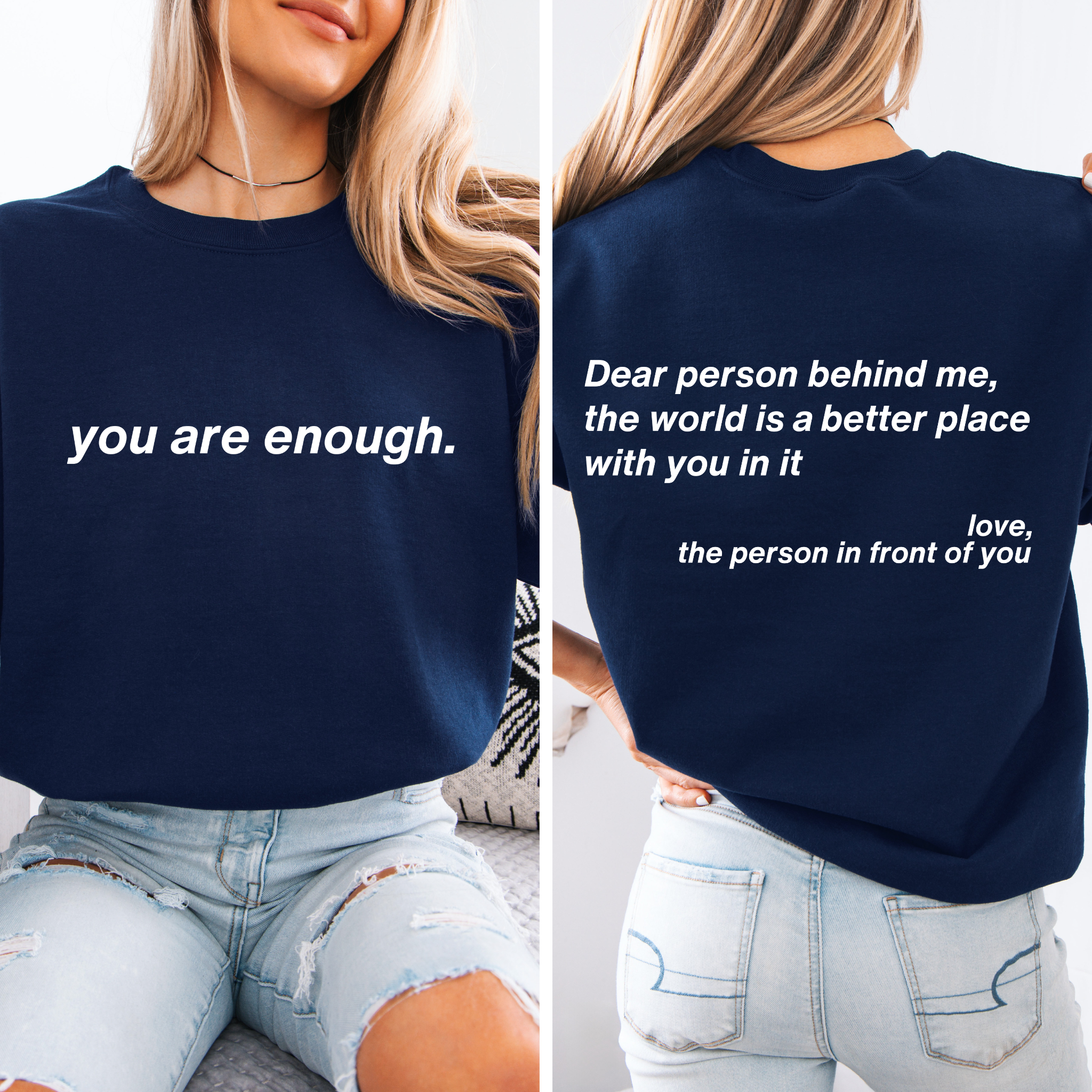 “You Are Enough” Minimalist Crewneck | Positive Message Sweatshirt | Dear Person Behind Me Sweater