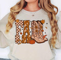 Fall Sweatshirt Women | Cozy Autumn Crewneck | Cowgirl Boots Graphic Sweater | Pumpkin Spice Western Fall Outfit | Thanksgiving Shirt