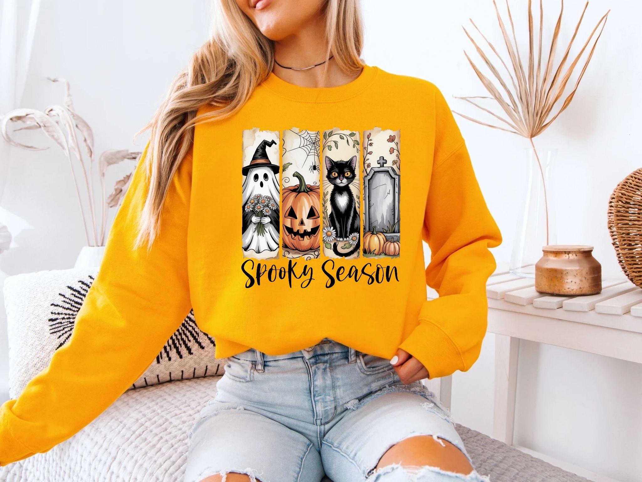 Halloween Sweatshirt, Spooky Season, Halloween, Cozy, Soft, Cotton Gilden Sweatshirt