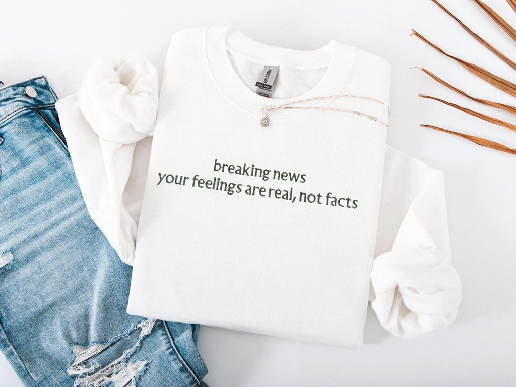Funny Embroidery Sweatshirt, Breaking News Sweatshirt, Gildan cotton T-shirts Unisex, Oversized, Multi Color